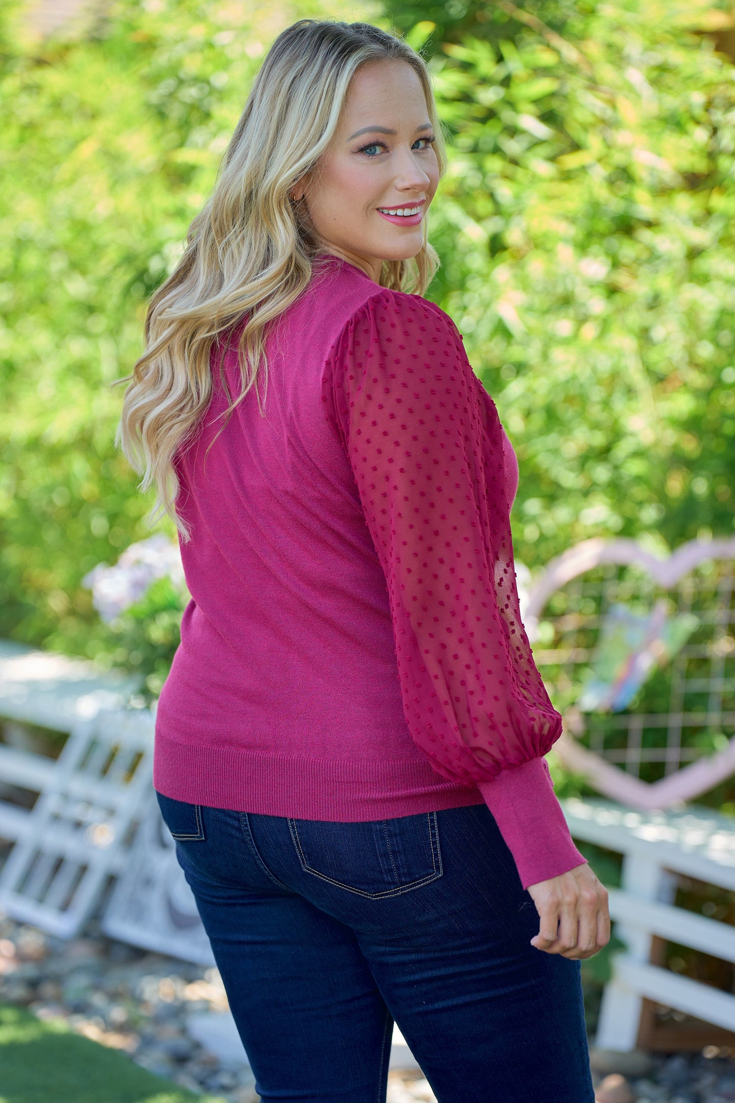 Weaved Knit & Swiss Dot Top