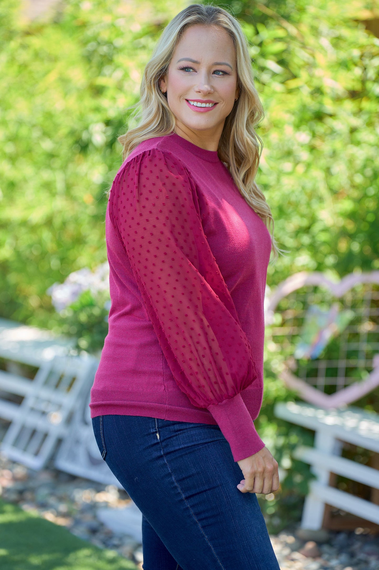 Weaved Knit & Swiss Dot Top