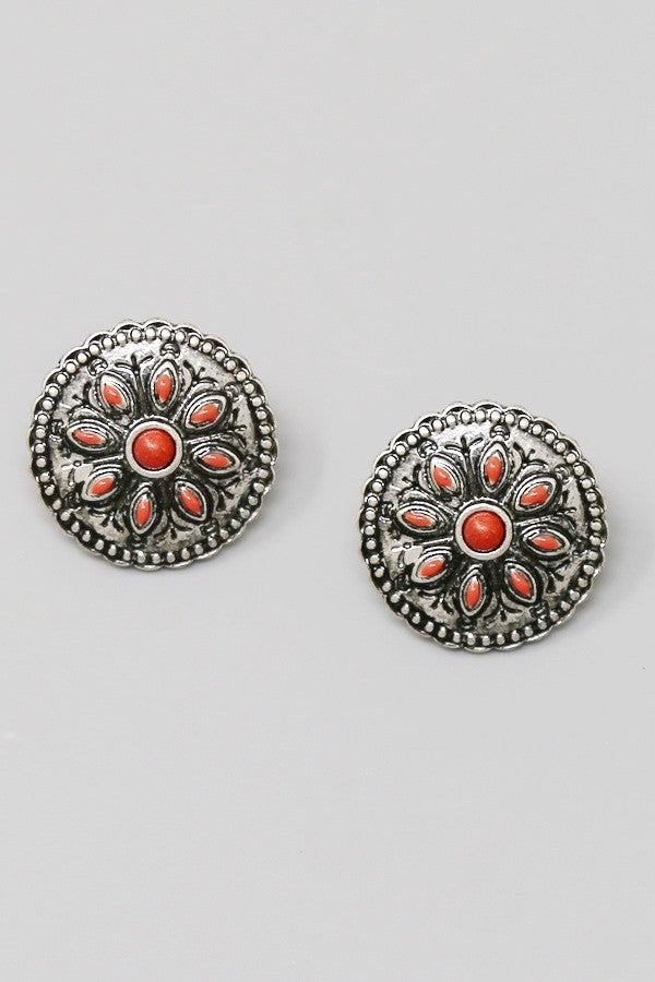 Western Vintage Flower Stud Earrings