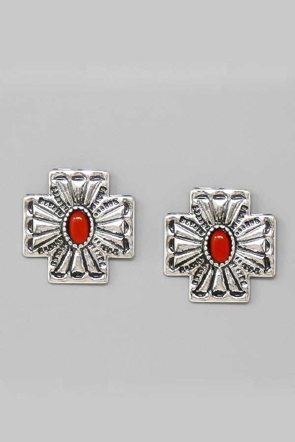 Western Cross Shape Stud Earrings