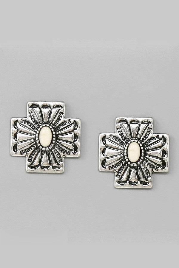Western Cross Shape Stud Earrings