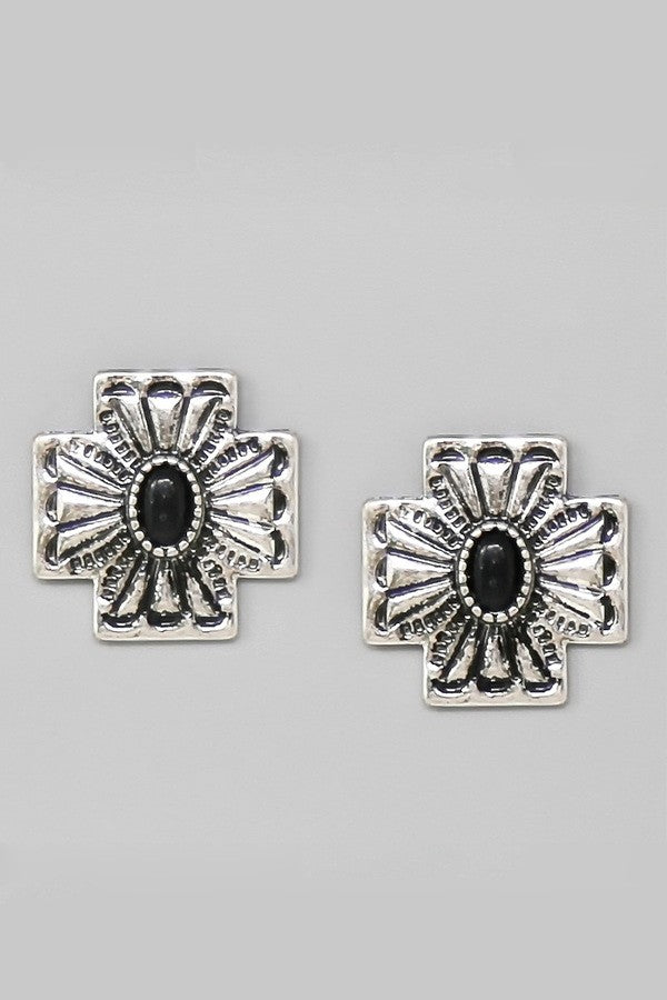 Western Cross Shape Stud Earrings