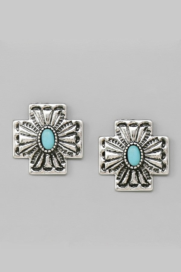 Western Cross Shape Stud Earrings