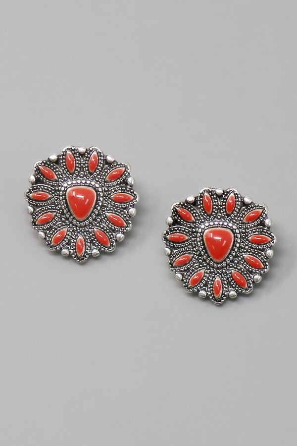 Western Floral Stud Earrings