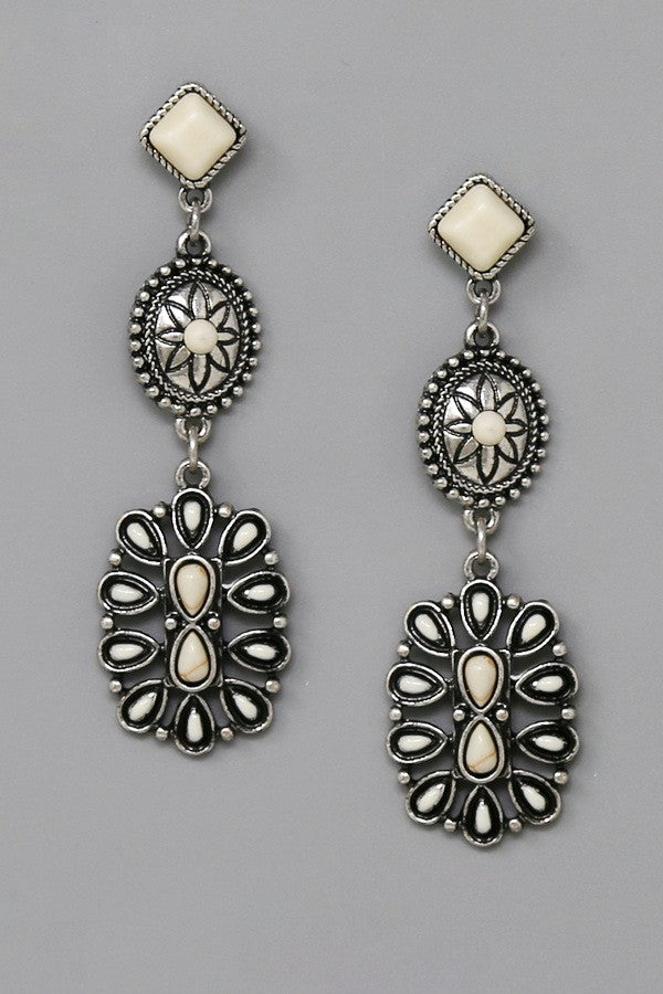 Western Stone Embellished Dangle Earrings