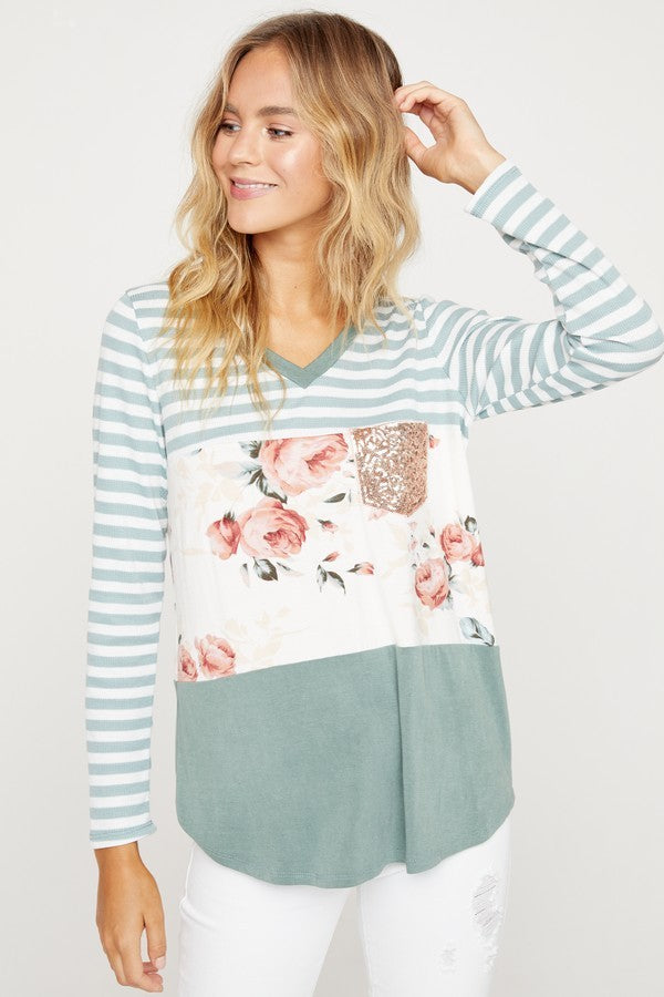 Mix Top With Sequin Pocket