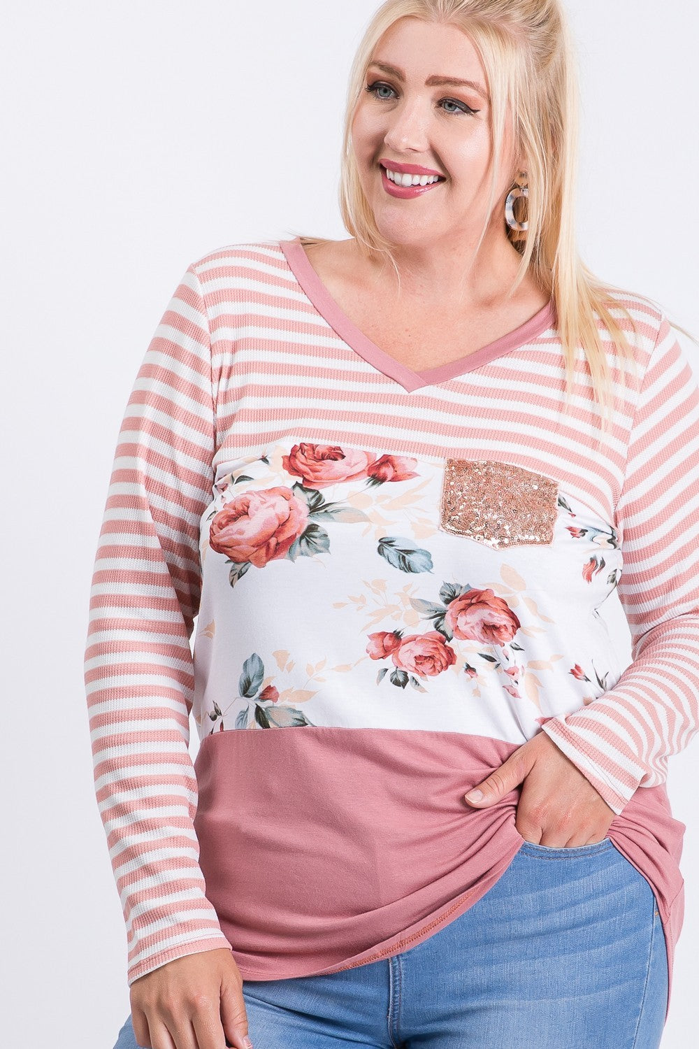 Mix Top With Sequin Pocket