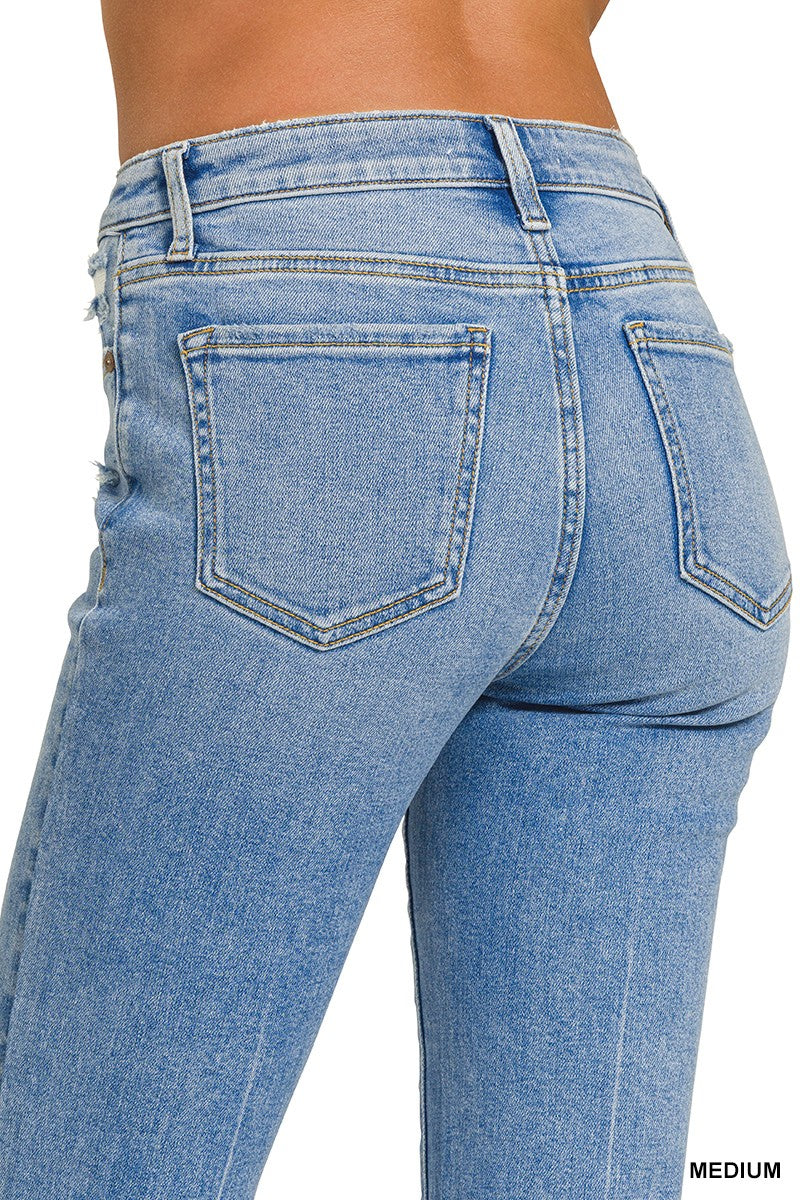 Zenana Medium Wash Kick Crop