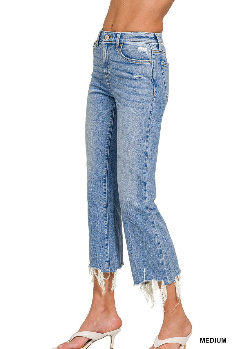 Zenana Medium Wash Kick Crop