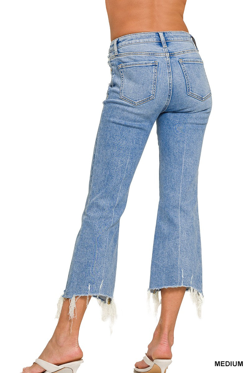 Zenana Medium Wash Kick Crop