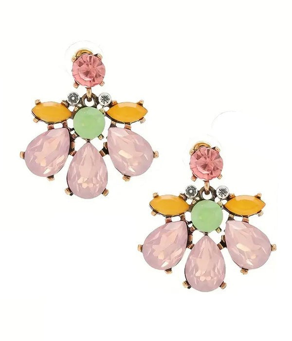 Mix Stone Flower Earring