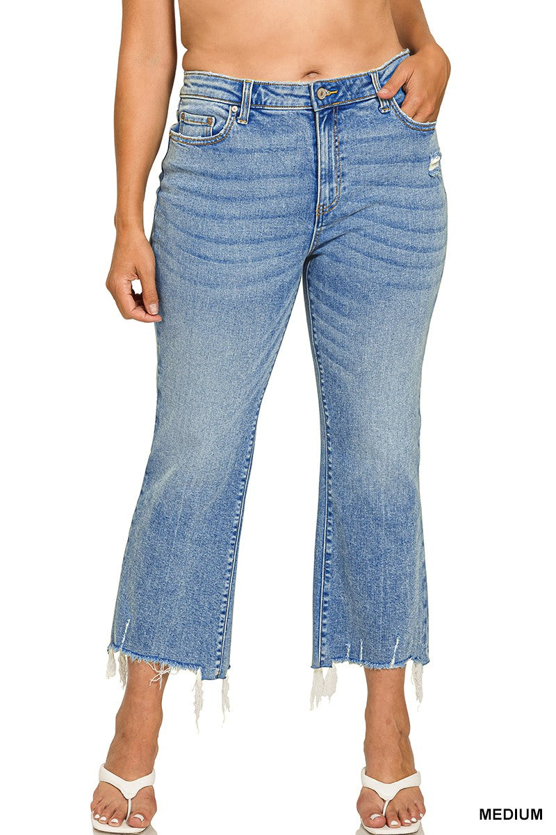 Plus Kick Crop Flare Denim Pants