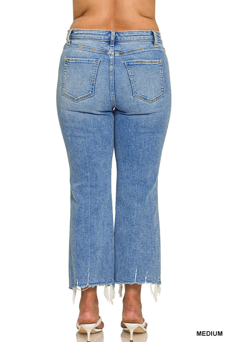 Plus Kick Crop Flare Denim Pants