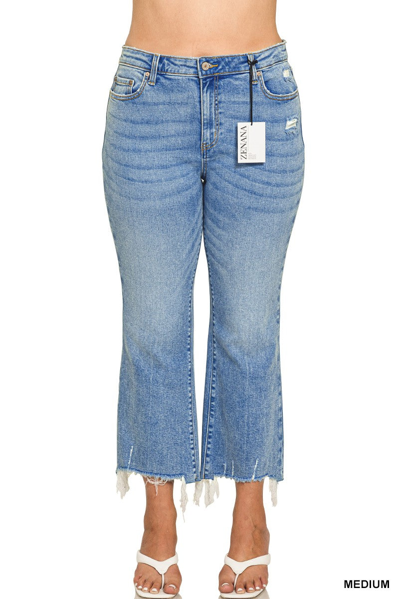 Plus Kick Crop Flare Denim Pants