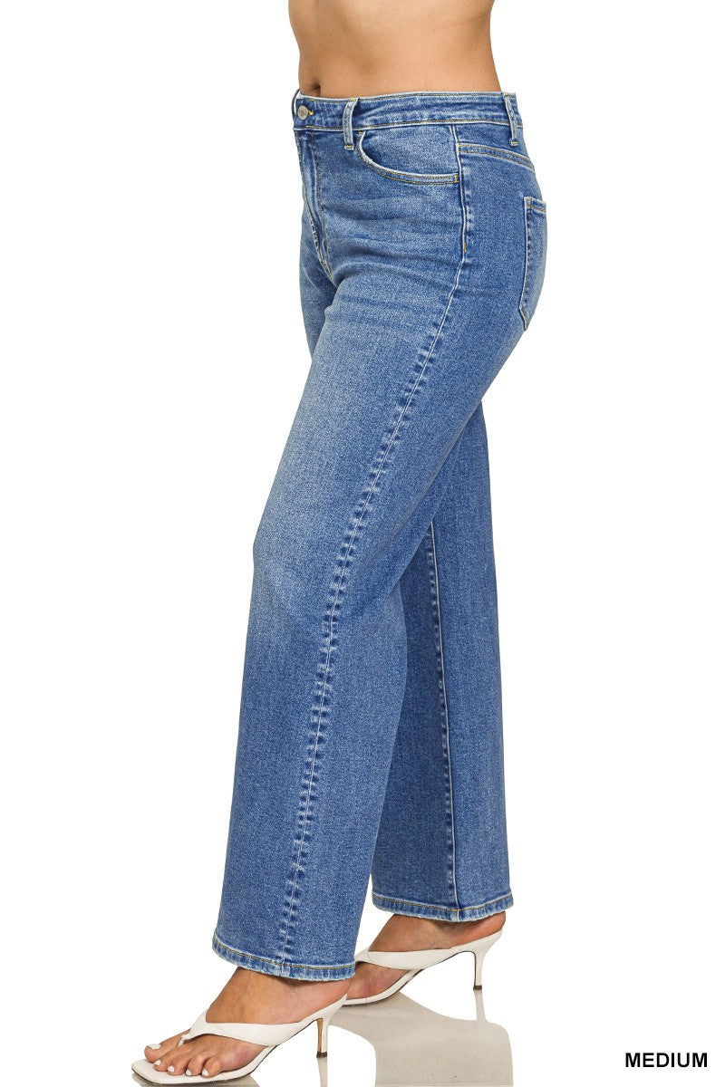 Plus Medium Wash Wide Leg Denim Pants