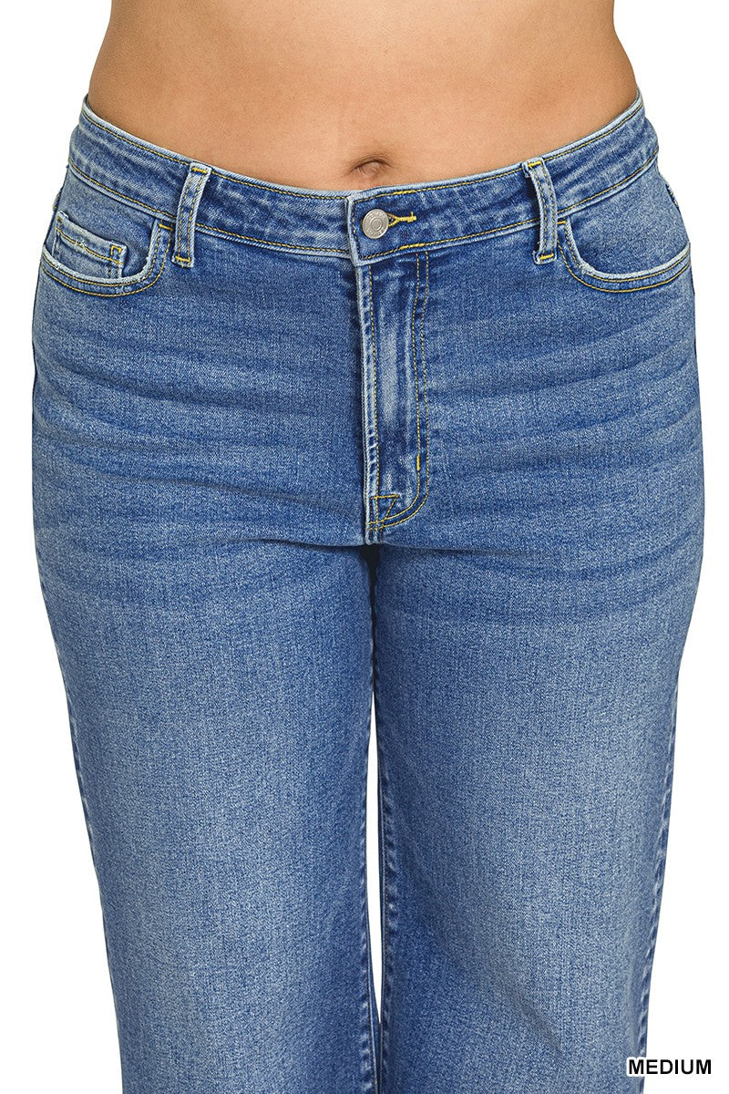 Plus Medium Wash Wide Leg Denim Pants