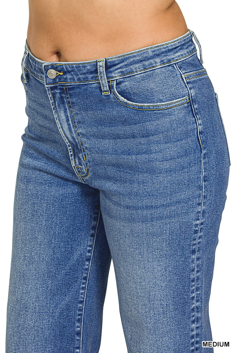 Plus Medium Wash Wide Leg Denim Pants