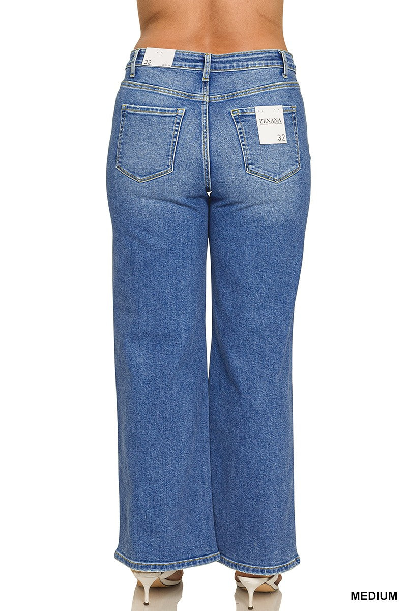 Plus Medium Wash Wide Leg Denim Pants