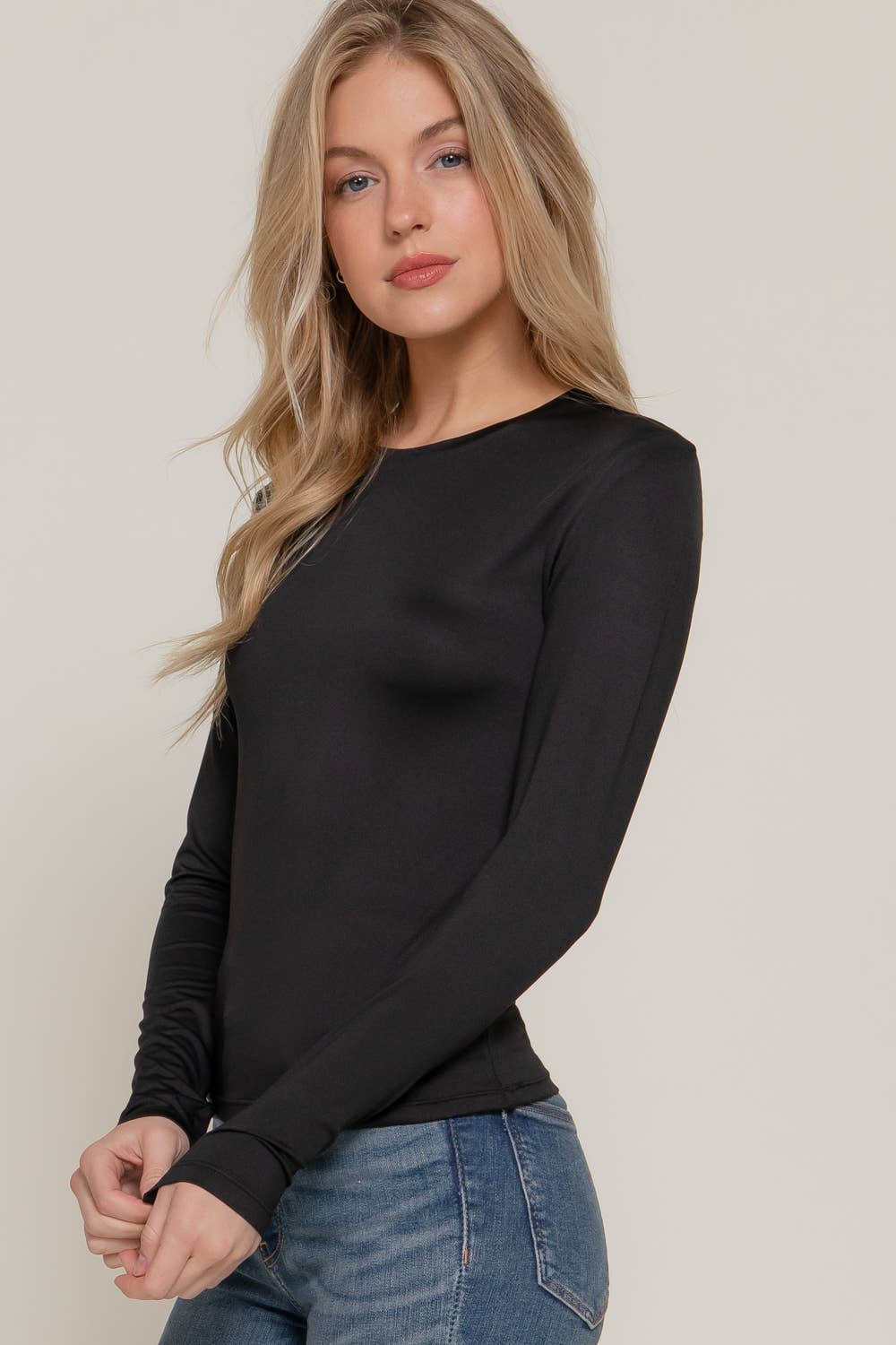 Basic Long Sleeve Crew Neck Top