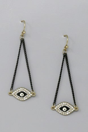 Evil Eye Chain Swing Earrings