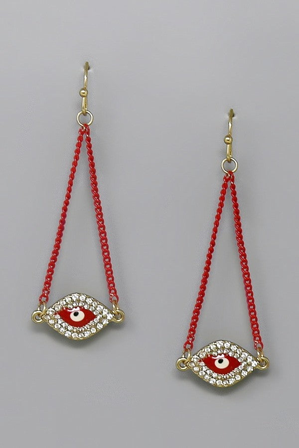 Evil Eye Chain Swing Earrings