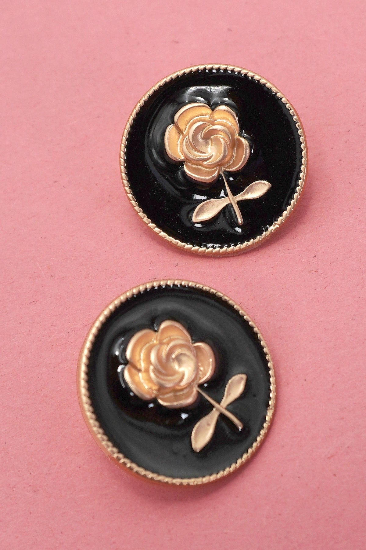 Gold Rose Flower Stud Earrings