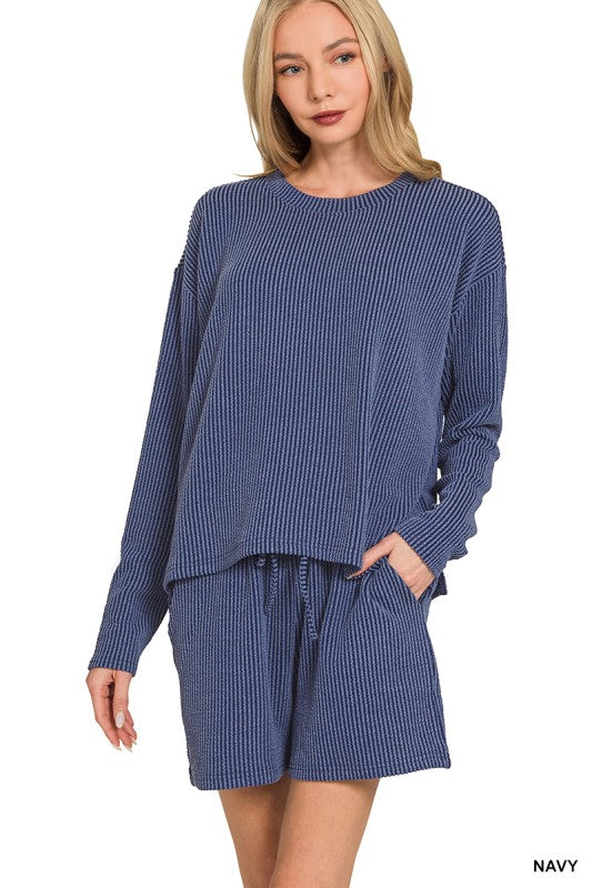 Plus Ribbed Long Sleeve Set