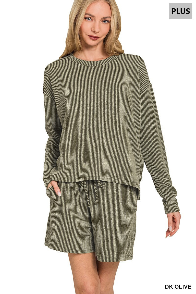 Plus Ribbed Long Sleeve Set
