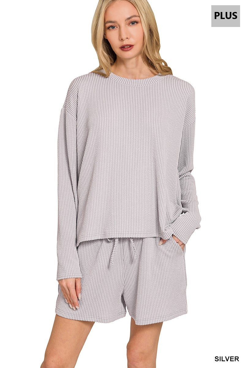 Plus Ribbed Long Sleeve Set