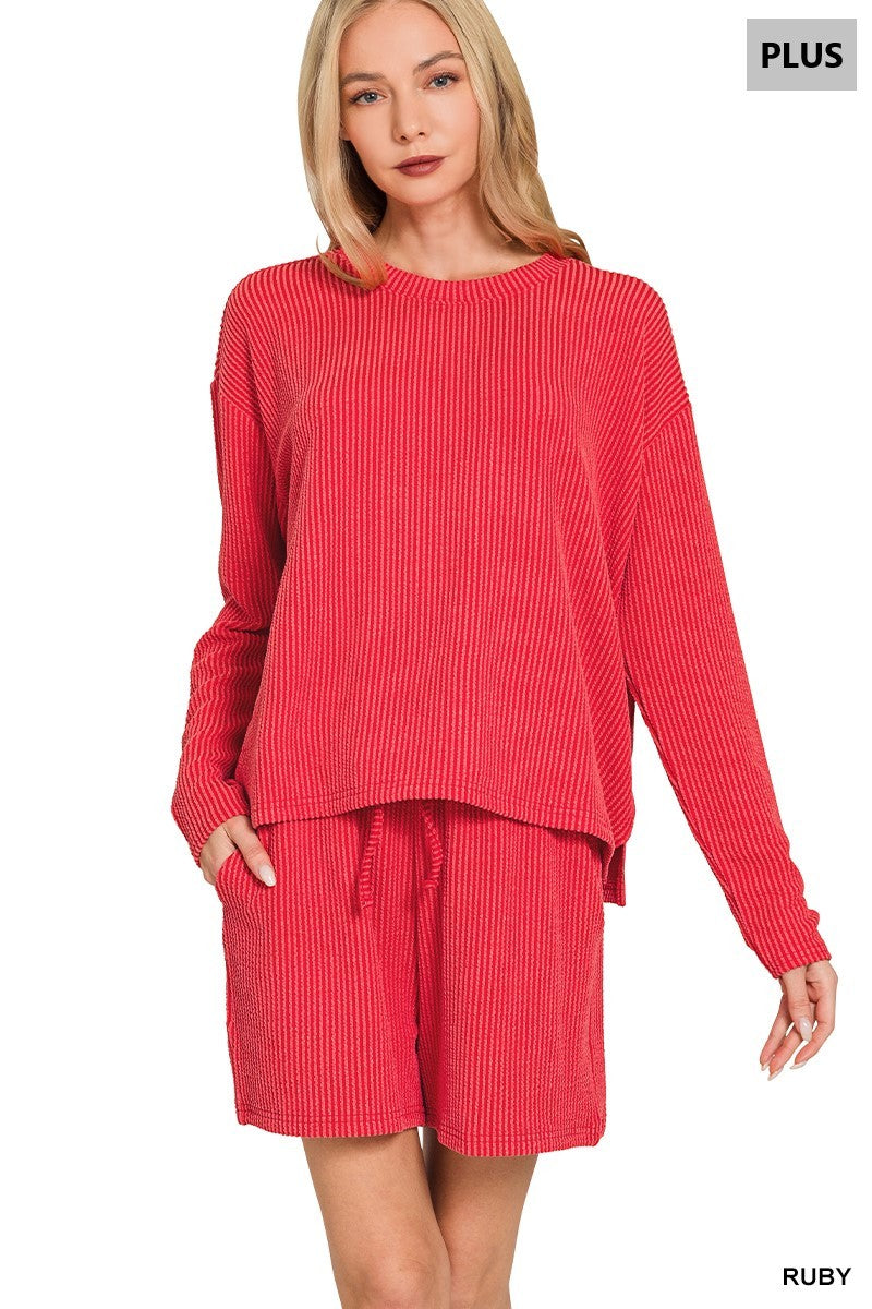Plus Ribbed Long Sleeve Set