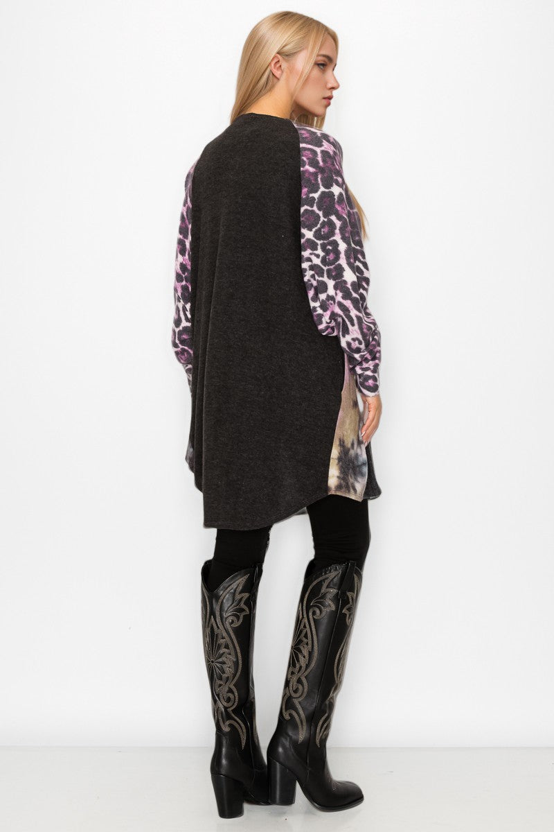 Tie Dye Animal Print Cardigan