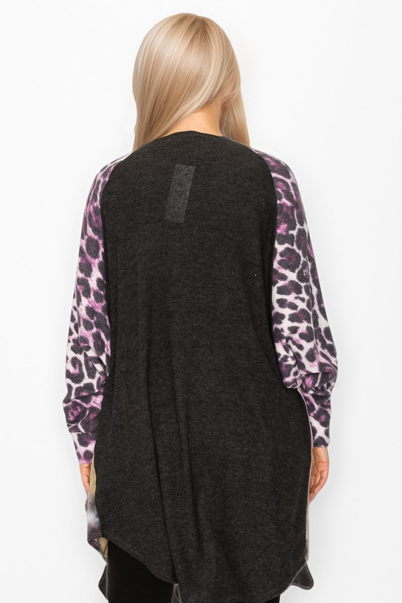 Tie Dye Animal Print Cardigan