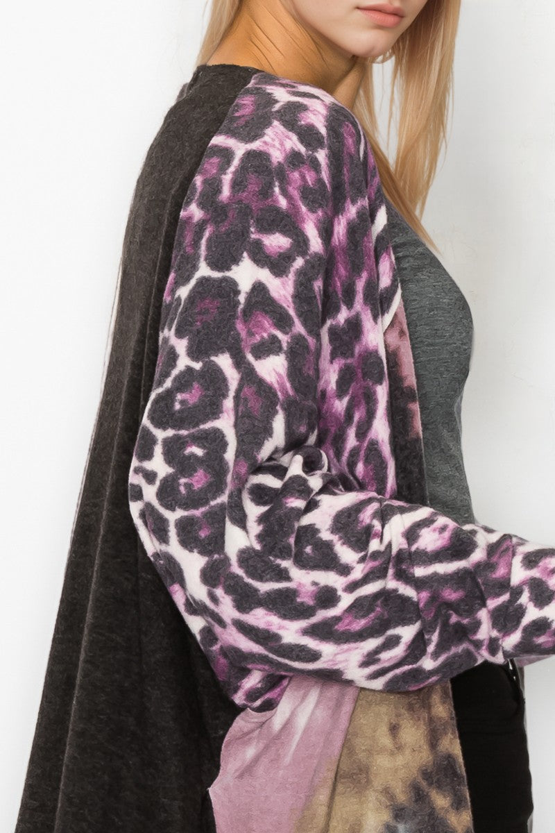 Tie Dye Animal Print Cardigan