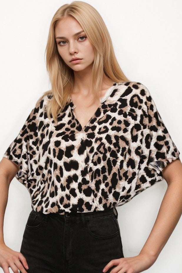 Animal Printed Short Sleeve Bodysuit