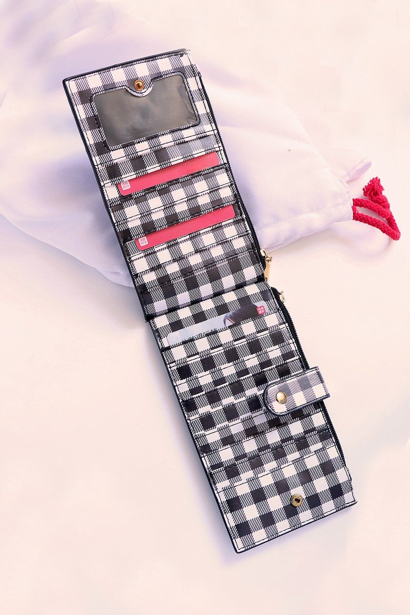 Checkered Credit Card Zipper Wallet