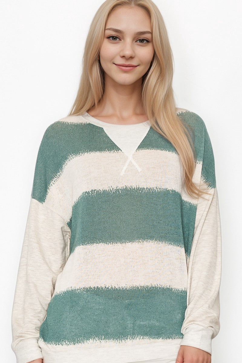 Color Block Contrast Sleeve Top