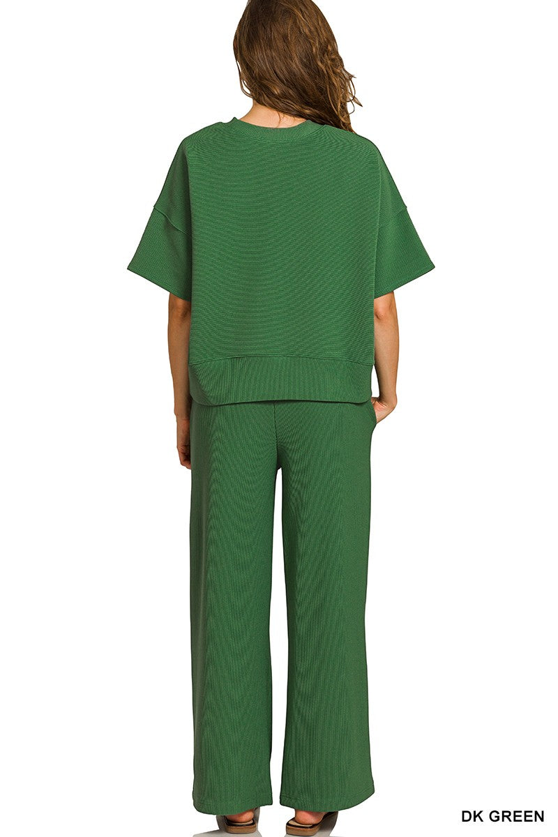 Zenana Ribbed Pants Set