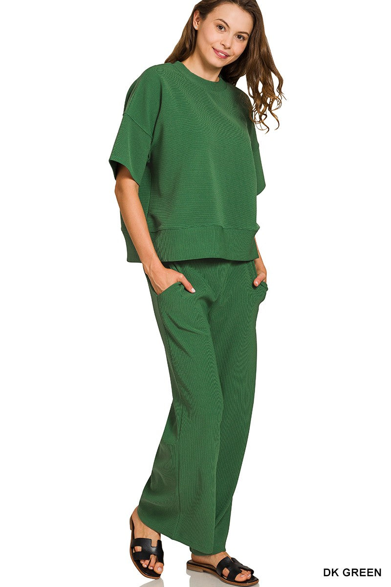Zenana Ribbed Pants Set