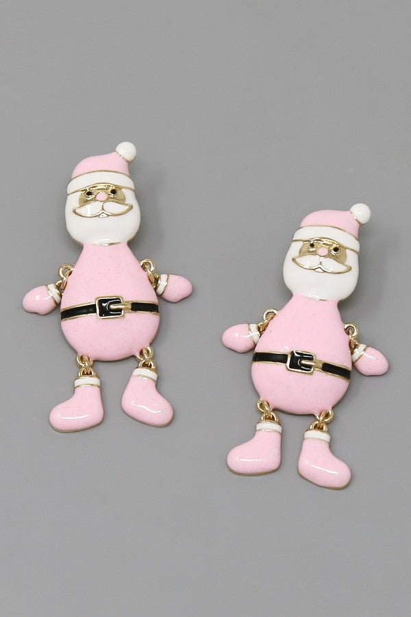 Pink Santa Claus Dangle Earrings