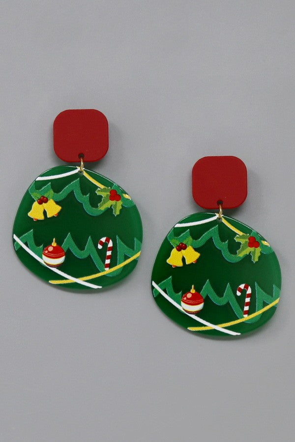 Wreath Christmas Acrylic Earrings
