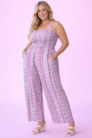 Smocked Plus Jumpsuit