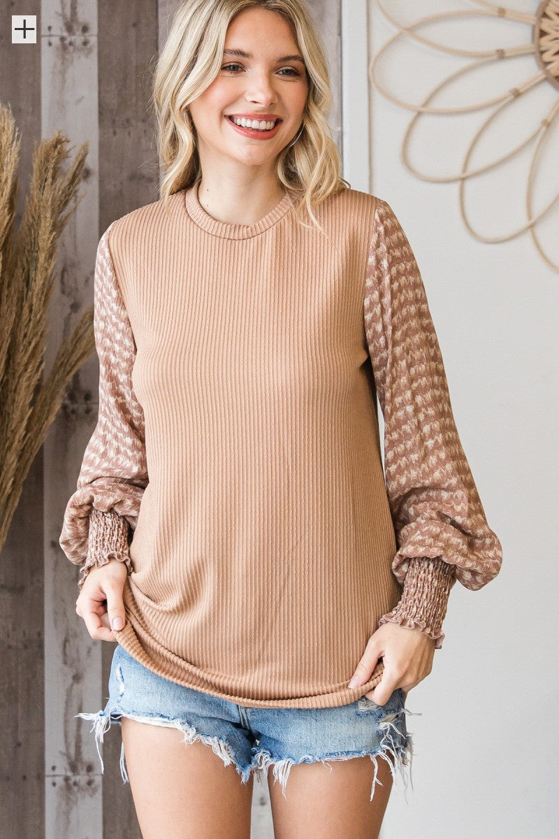 Tan Urban Rib Knit Top