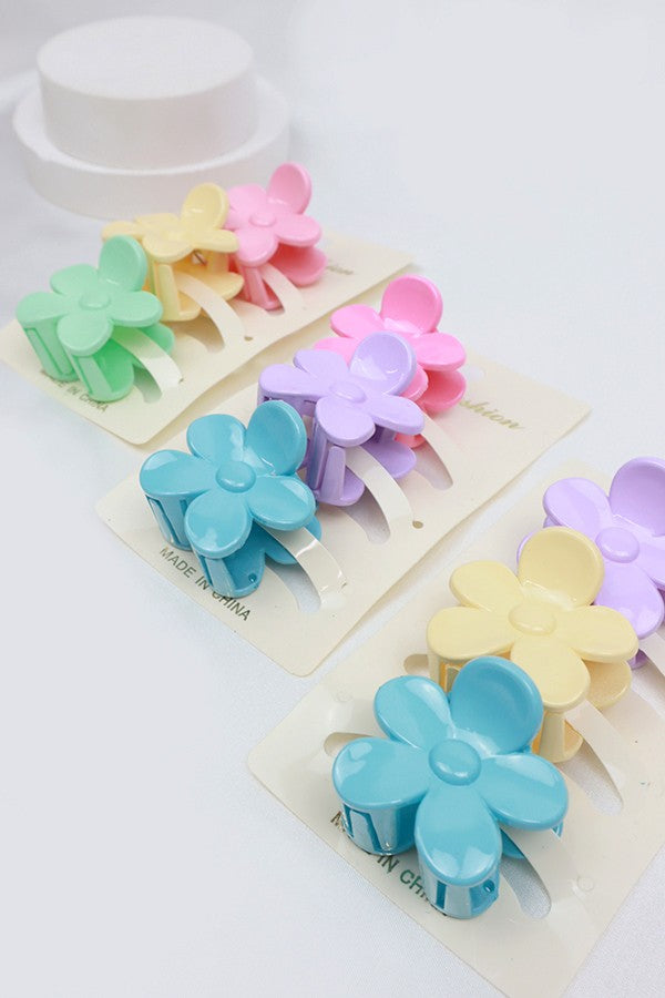 3-pcs Mini Flower Hair Clip Set