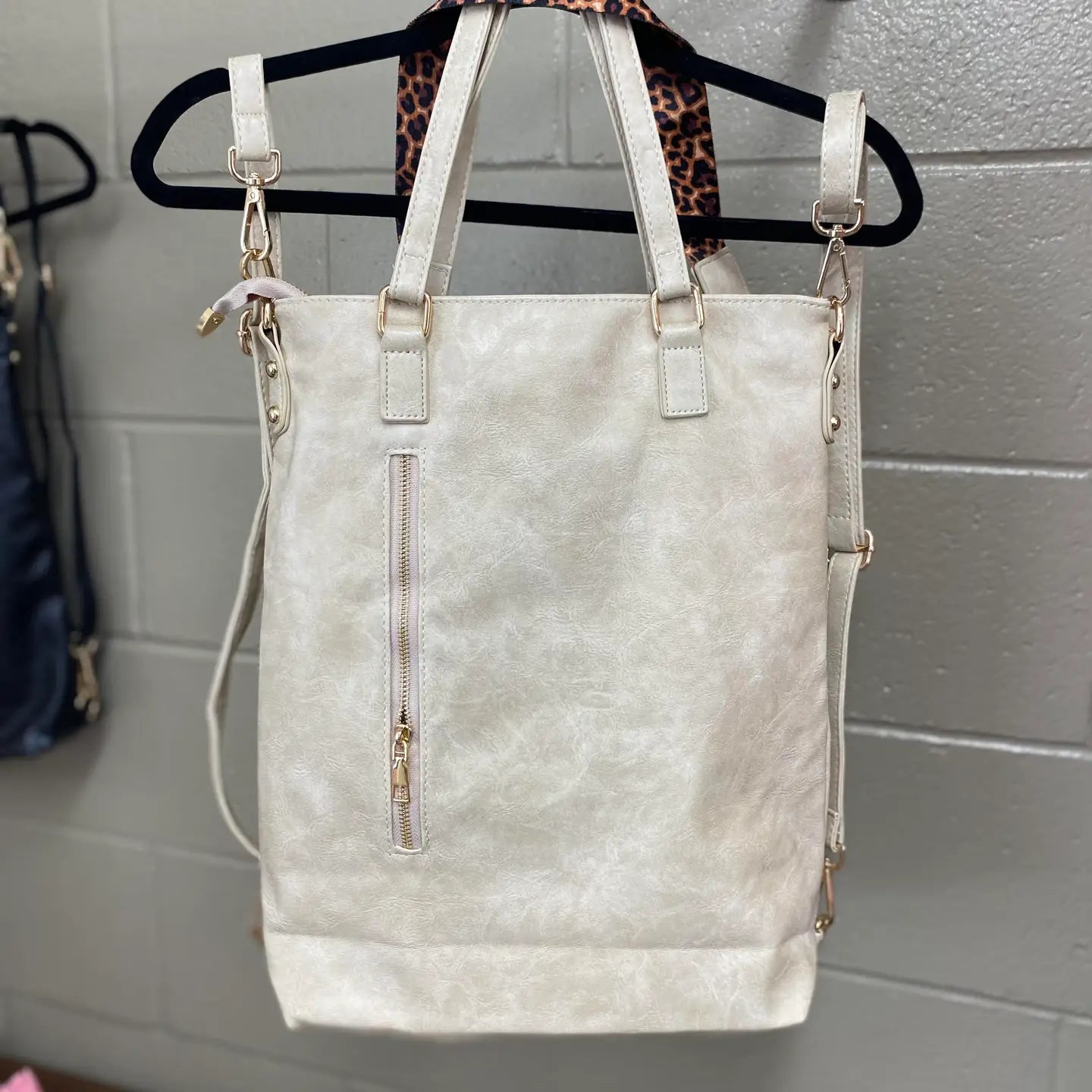 Leather Backpack Convertible Crossbody Bag
