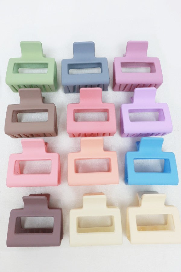 2PK Matte Color Rectangle Hair Clip Set