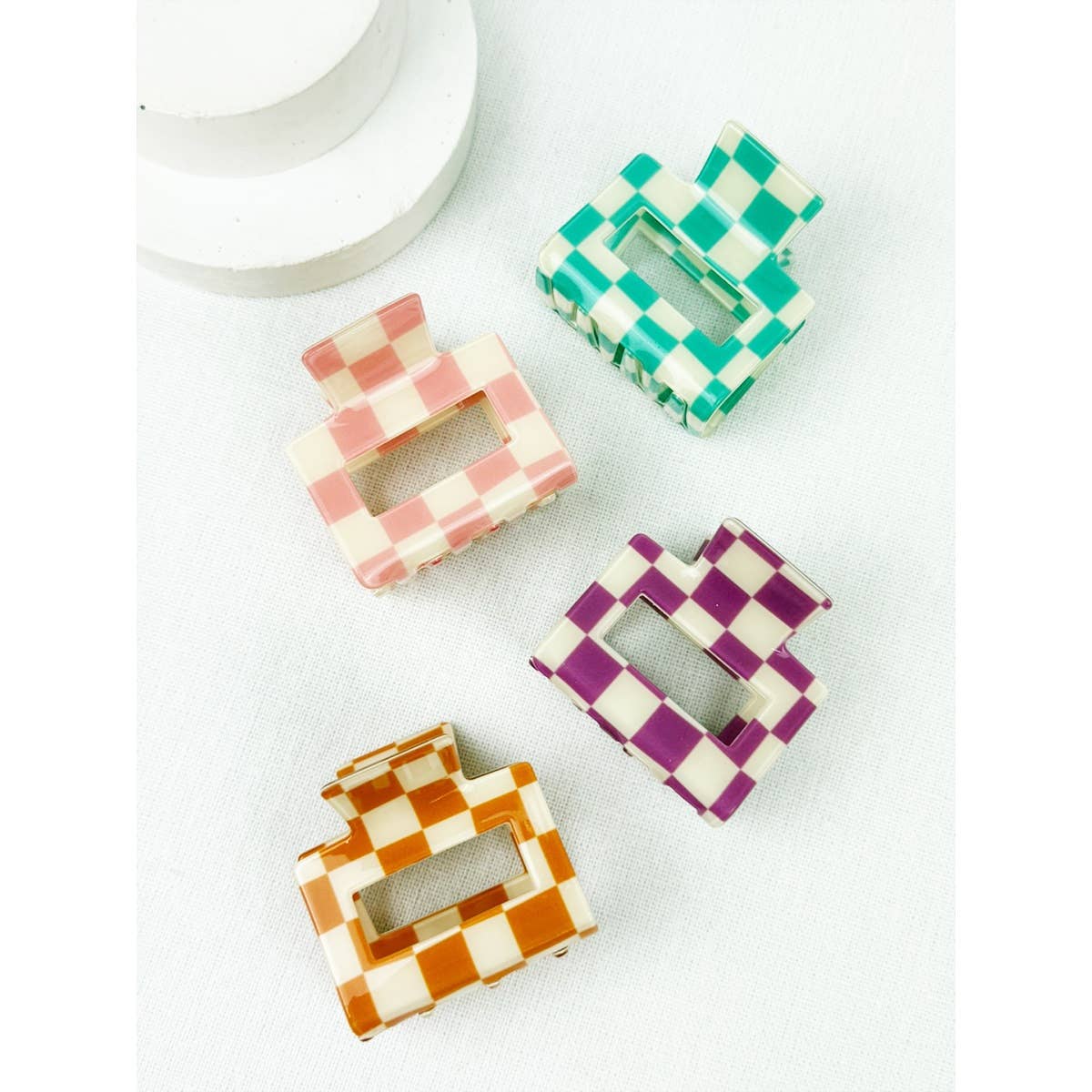 Colorful Checkered Medium Size Hair Claw