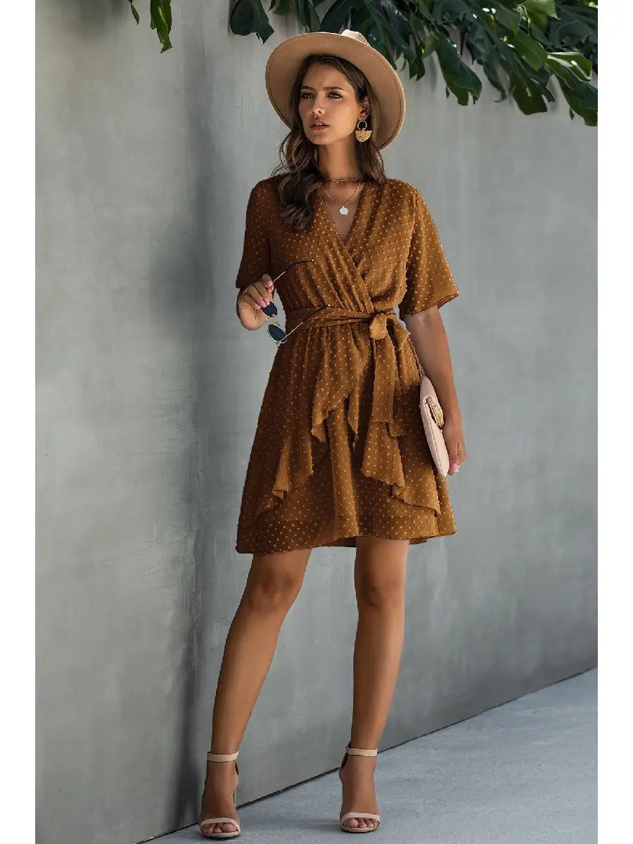 Wrap Ruffle Hem Dress