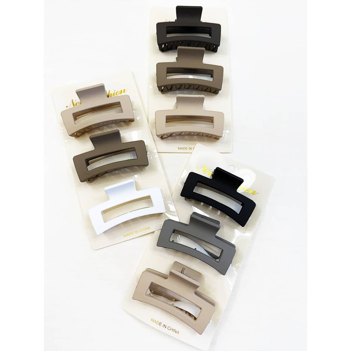 Neutral Color Mini Rectangle Hair Claw Set