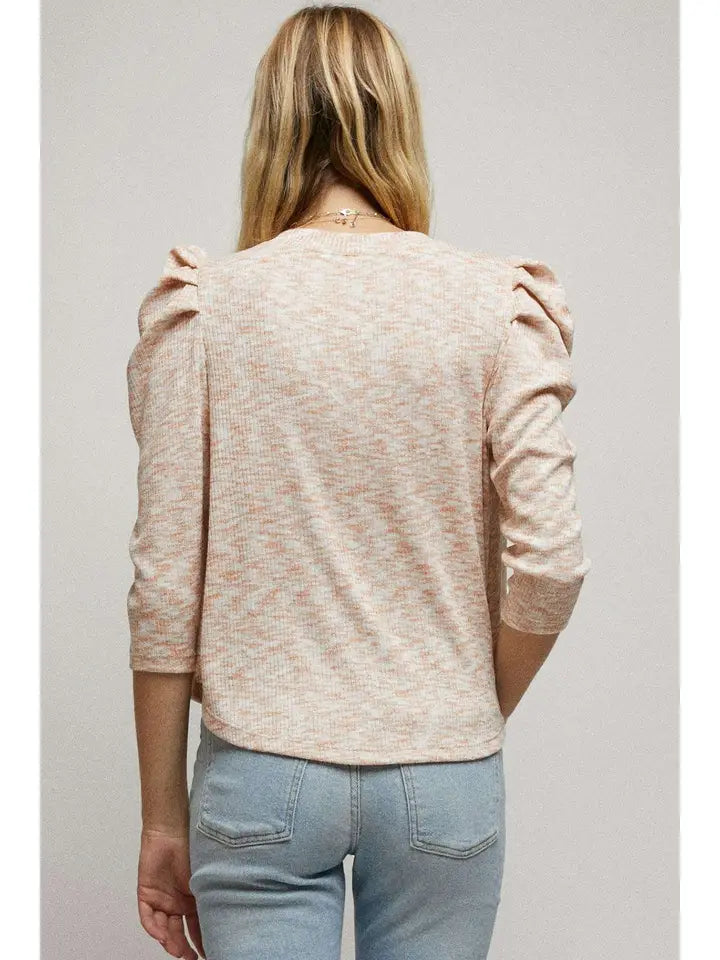 Tan Puff Sweater Top