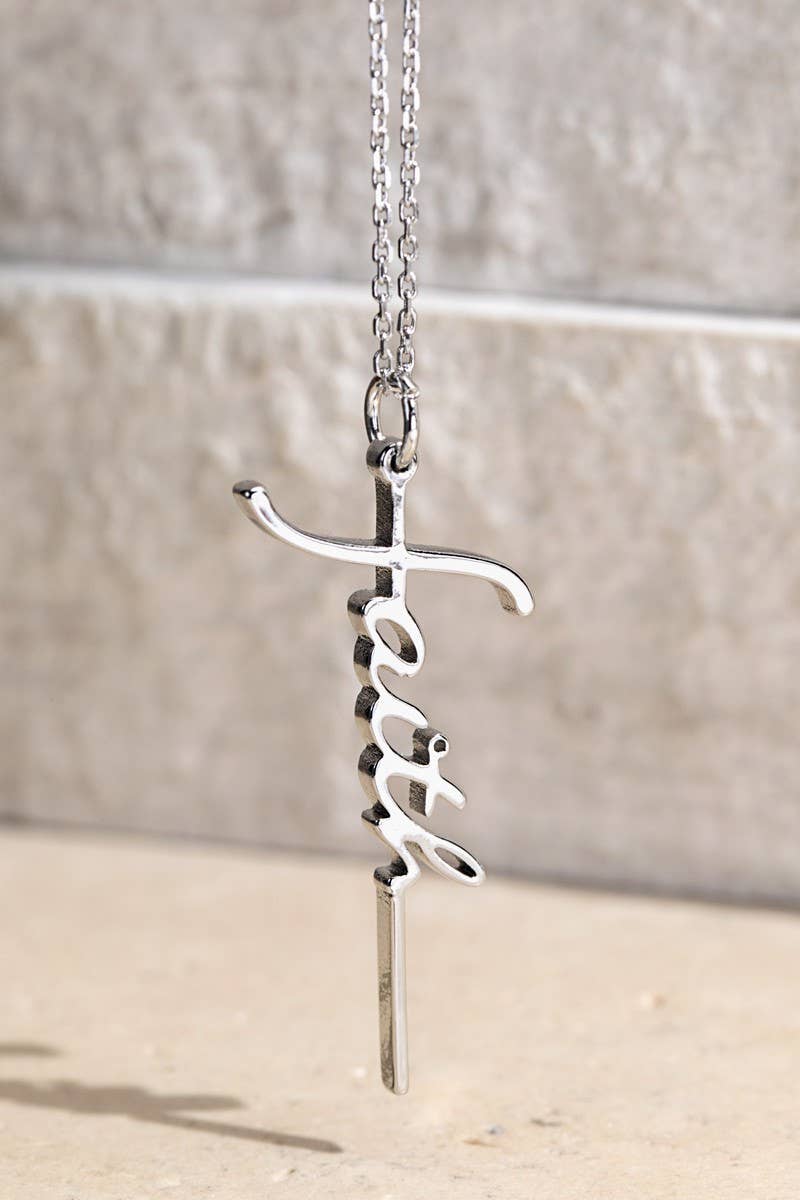 Brass Faith Letter Pendant Necklace